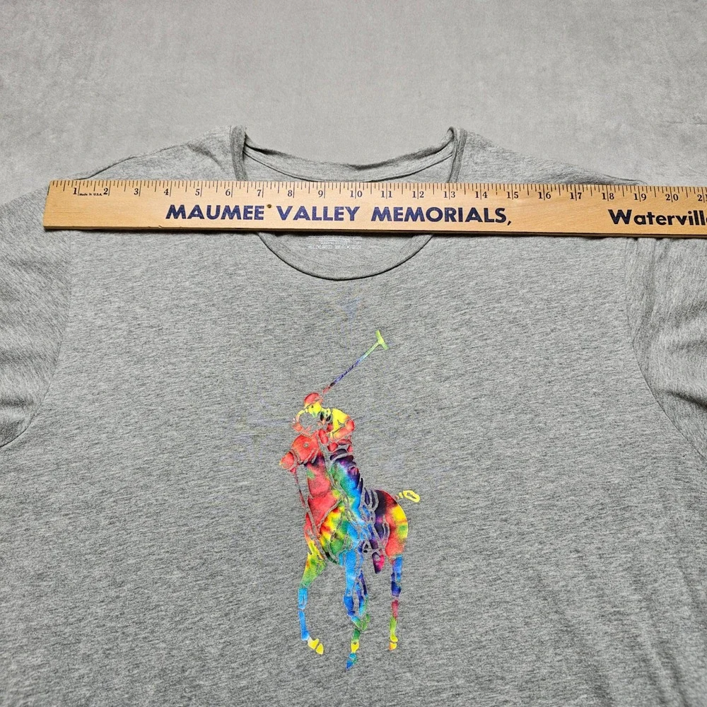 Polo Ralph Lauren Mens Heather Grey Rainbow‎ Tie Dye Big Pony T-Shirt Large
